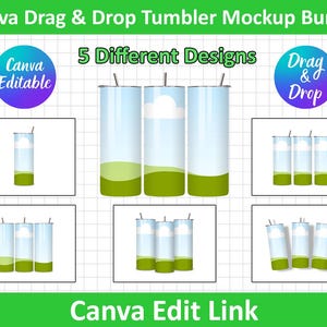 Canva Drag and Drop Tumbler Mockup, 20oz Tumbler Mockup, Customizable Tumbler Mockup, Canva Tumbler Mockup Template, Skinny Tumbler Mockup
