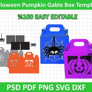 Halloween Box Template, Pumpkin Gable Box Template, Cut Files, Halloween Party Favor Box, Halloween Candy Favor Box, Kids Crafts Cut File