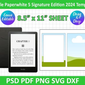 Kindle Paperwhite 5 Signature Edition 2024 Template, Paperwhite Sublimation Template, Ebook, E-reader Template, Cricut, Silhouette, Canva