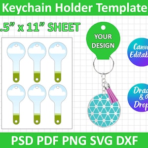 Keyring Card, Keychain Display Card, Keychain, Holder Template, SVG, DXF, Png, Psd, Silhouette, Cricut, Canva Editable, instant download