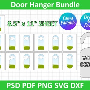 Deurhanger SVG, deurknophanger svg, lasergesneden bestanden, deurhanger sjabloon, deurknop hangend bord bundel, commercieel gebruik, Canva bewerkbaar