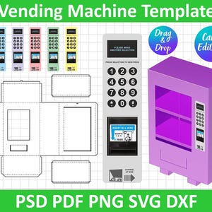 Vending Machine, Vending Machine Template, DIY Vending Machine, Vending Machine Kid Toys, Canva Editable, Paper Cut, Psd, Pdf, Canva