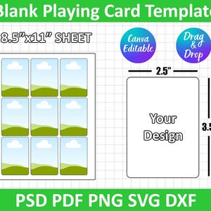 Blank Playing Card Template, Poker Card Template, Editable Trading Card Template, Card Sublimation, Canva Editable, Cricut, DIY Playing Card