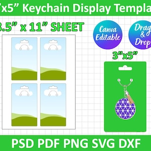Keychain Display Card Template, Keychain Display Card Template, SVG, DXF, Silhouette, Cricut, Png, Psd, Canva Editable, instant download