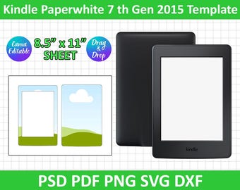 Kindle Paperwhite 7 th Gen 2015 Template, Kindle Skin Template, Clear Case Insert Template, E-reader Template, Paperwhite Sublimation, Canva