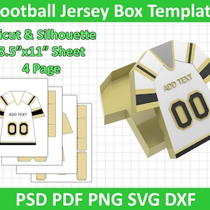 Fußball Jersey Fußball SVG DXf PNG Box SVG-Datei für Cricut und Silhouette Tshirt Box svg 3D Geschenkbox Favor Box Favor Template