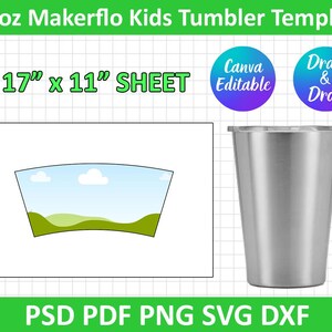 12 oz Makerflo Kids Tumbler Template, Sublimation Silhouette and Cricut, Kids cup template, Pdf, Svg, Canva Editable, Instant Download