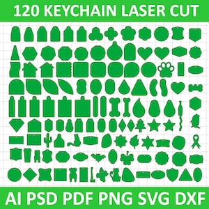Keychain Laser Cut Files, Keyring Design Files For Laser Cutting, Keychain Glowforge Cut Templates, Keychain Svg, DXF file, Svg For Cricut