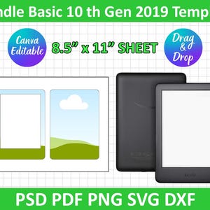 Kindle Basic 10 th Gen 2019 Template, Paperwhite Template, Paperwhite Sublimation, Ebook, E-reader Template, Cricut, Silhouette, Canva