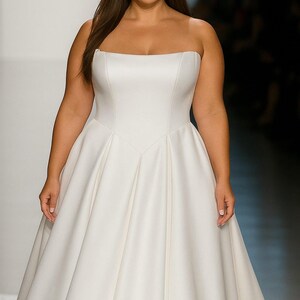Plus size wedding dress , Basque waist wedding dress , strapless wedding dress , corset wedding dress .
