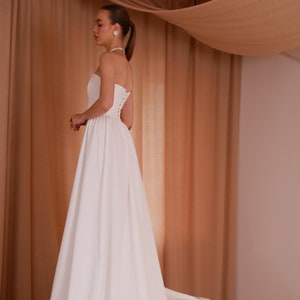 Corset wedding dress, Puff sleeves dress, off  shoulder wedding dress, drop waist wedding dress, simple wedding dress,  ivory wedding dress