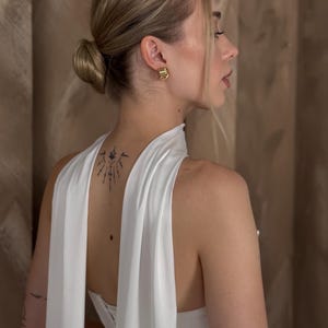 Long Wedding Satin Scarf, Minimalist Narrow Bridal Scarf, Sheer Wedding Shawl, Lightweight Bridal Wrap, Soft Silk Satin Wedding Scarf