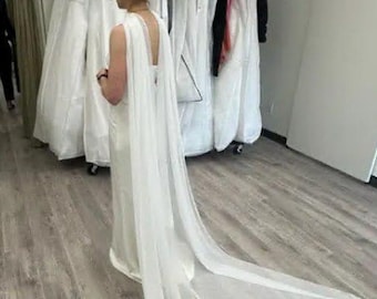 Bridal Chiffon Sheer Long Scarf, Wedding Scarf Shawl, Bridal Accessories, Minimalist Boho Wedding Cape