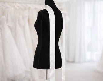 Satin Ivory Bridal scarf, Silk Custom Length Wedding Dress Accessory