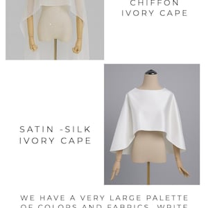 White wedding cape, White shawl, Chiffon Bridal Cape,Off-white Bridal Cape,Long Cape Train, image 9