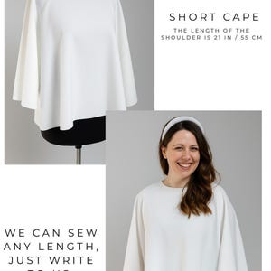 White wedding cape, White shawl, Chiffon Bridal Cape,Off-white Bridal Cape,Long Cape Train, image 8