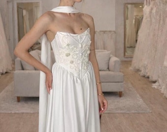 Bridal Neck Scarf, Wedding Scarf Accessory | Detached neck scarf | Neck wedding scarf | Chiffon Bridal Shawl | Sheer Bridal Wrap