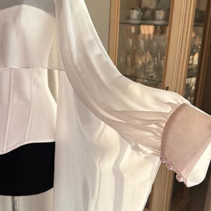 Bridal Chiffon Cape with High Neck & Draped Sleeves image 9