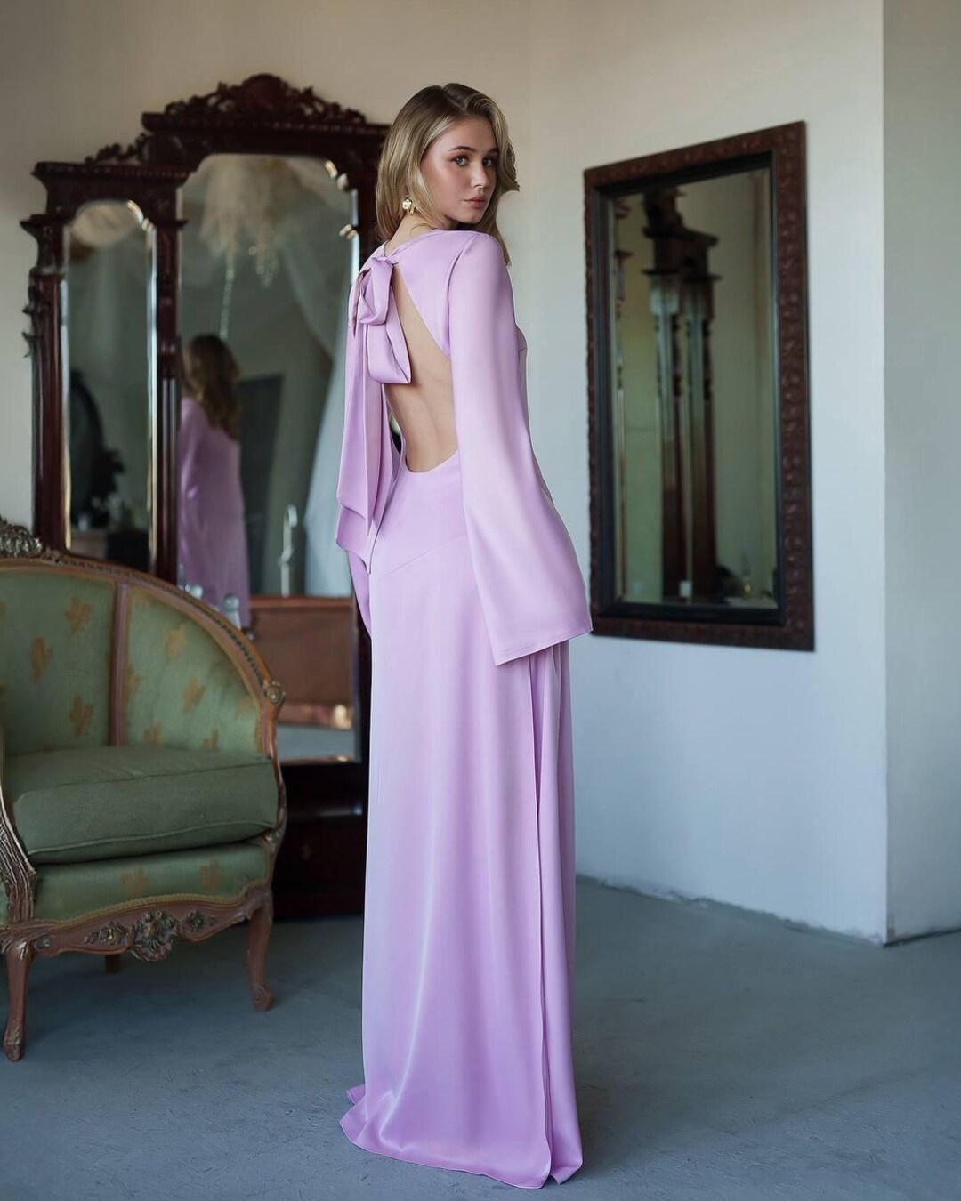 Elegant  Pink Satin Beaded A Line Long Party Dress Wedding Guest Dress SP1759 main image 1