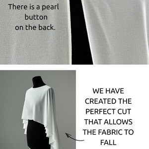 White wedding cape, White shawl, Chiffon Bridal Cape,Off-white Bridal Cape,Long Cape Train, image 11