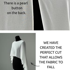 White wedding cape, White shawl, Chiffon Bridal Cape,Off-white Bridal Cape,Long Cape Train, image 10