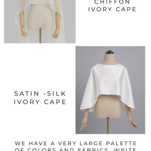 White wedding cape, White shawl, Chiffon Bridal Cape,Off-white Bridal Cape,Long Cape Train, image 10