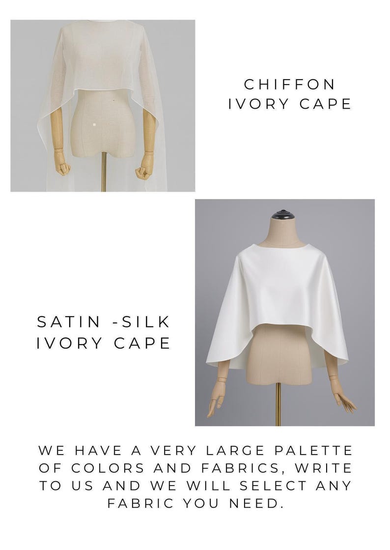 White wedding cape, White shawl, Chiffon Bridal Cape,Off-white Bridal Cape,Long Cape Train, image 10