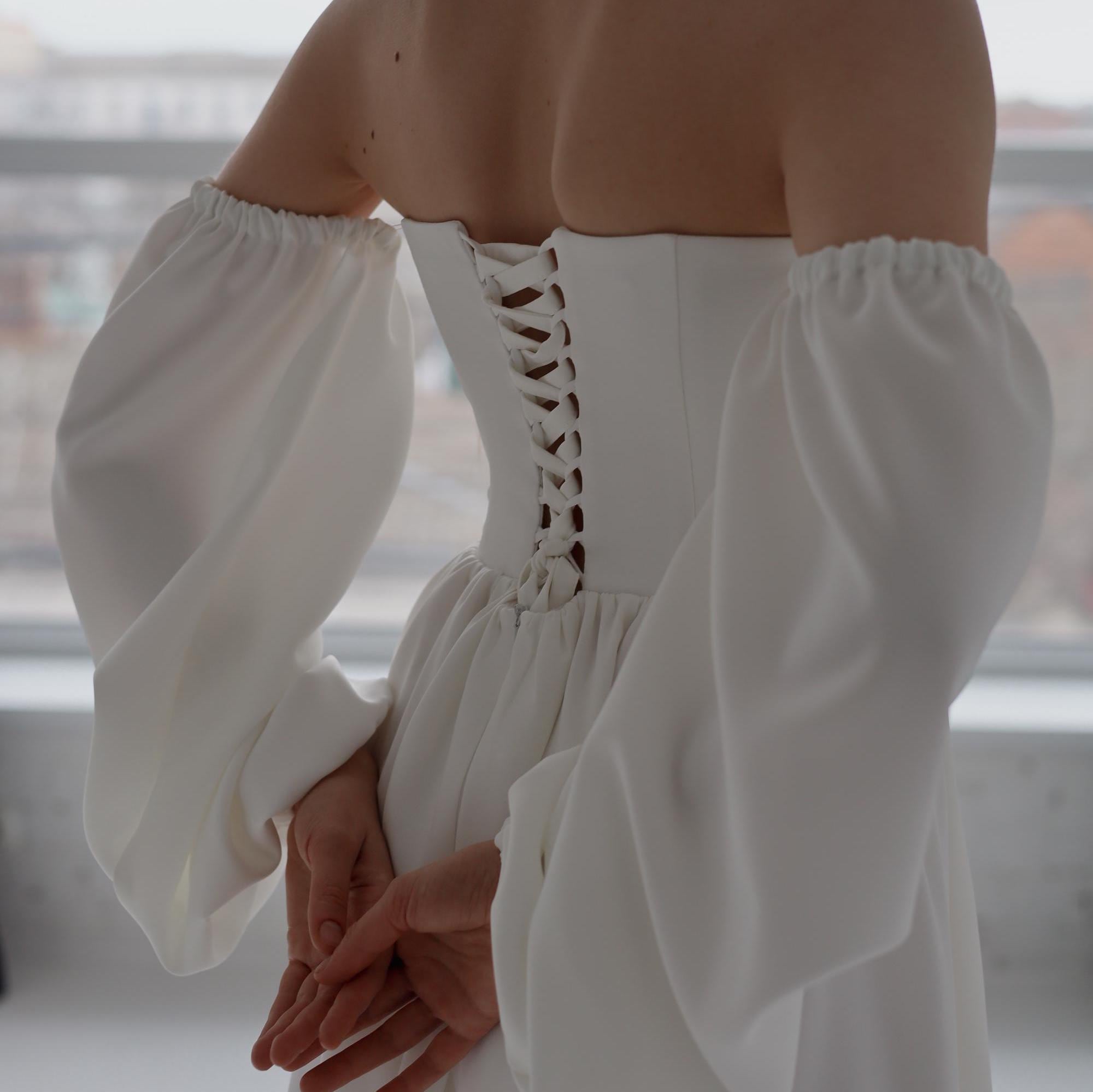 Detachable sleeves for wedding dress,Winter wedding dress,  long sleeve wedding dress, cottagecore dress, midi wedding dress, corset dress