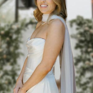 Bridal Neck Scarf, Wedding Scarf Accessory | Detached neck scarf | Neck wedding scarf | Chiffon  Bridal Shawl |  Sheer Bridal Wrap