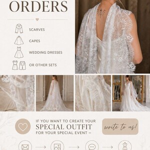 Bridal Chiffon Cape with High Neck & Draped Sleeves image 5