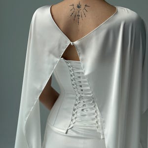 White wedding cape, White shawl, Chiffon Bridal Cape,Off-white Bridal Cape,Long Cape Train, image 20