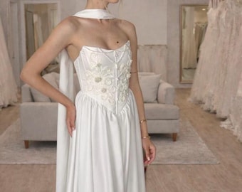 Wedding Scarf , Bridal Neck Scarf,  | Detached neck scarf | Neck wedding scarf | Chiffon  Bridal Shawl |  Sheer Bridal Wrap