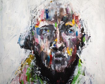Original Painting "Untitled 2" Art Prints, Expressionist Art, Contemporary Art, Basquait, Bacon, Colorful Art, Male Portrait, Original Art