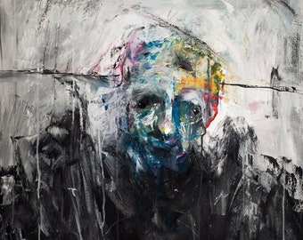 Original Painting "Until I'm Myself Again" Art Prints, Abstract Art, Contemporary Art, Basquait, Bacon, Dark Art, Male Figure, Male Portrait