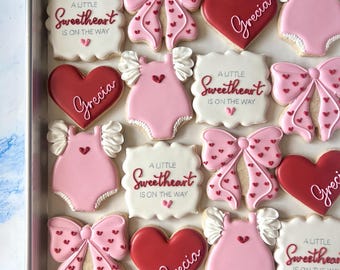 Baby shower valentines cookie cutter : A little sweetheart is on the way