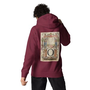 Letter O Hoodie – 16th Century Illuminated Art by Hoefnagel | Dark Academia Gift | Custom Initial Hoodie | Renaissance Typography