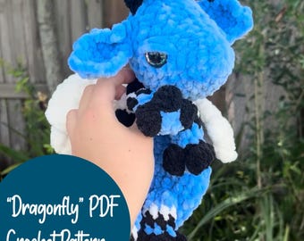 Patrón de ganchillo en PDF para amigurumi de libélula abrazable