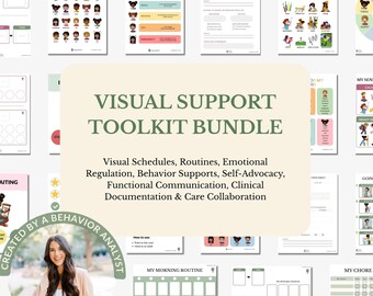 Visual Support Toolkit, 25+ Autism Printables Bundle + Visual Schedules, Communication Cards and Behavior Tools, Behavior Analyst Designed