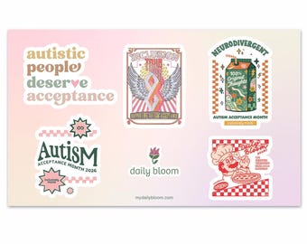 Foglio di adesivi per il Mese dell'Accettazione dell'Autismo / Adesivi per laptop e notebook dedicati all'autismo, al BCBA, al RBT e all'educazione speciale.