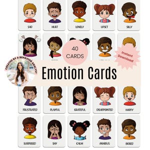 Flashcard sulle emozioni per bambini: strumento di apprendimento socio-emotivo, carte sui sentimenti in classe, risorse per l'istruzione e la consulenza