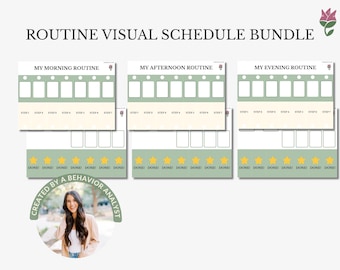 Visual Schedule Bundle, Morning Afternoon Evening Routine Charts for Kids + Daily Picture Schedule, Behavior Analyst Designed