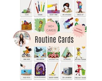 Schede di routine quotidiana per bambini, programma visivo, tabella di routine per bambini piccoli, tabella delle faccende