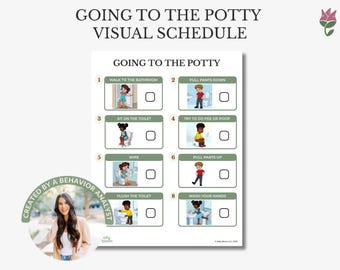 Potty Training Chart, Toilet Training Visual Schedule for Toddlers + Autism Potty Visual, Printable, Behavior Analyst Designed