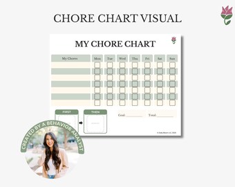 Chore Chart for Kids, Visual Schedule Chore Chart + Daily Responsibilities Printable, Toddler to Teen, Behavior Analyst Designed