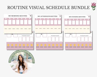Autism Visual Schedule Bundle, Classroom Daily Schedule Cards + Picture Routine Charts for Kids, Behavior Analyst Designed