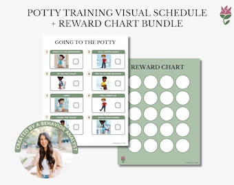 Potty Training Visual Bundle, Toilet Training Chart + Reward Chart for Toddlers, Visual Schedule Printable, Behavior Analyst Designed