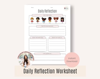 Riflessione quotidiana per bambini, controllo della salute mentale, diario della gratitudine per bambini, diario di riflessione per bambini, angolo della calma, diario della terapia