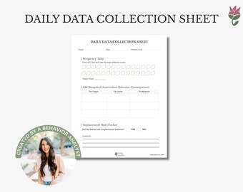 Data Collection Sheet, ABA Behavior Tracker + Therapy Data Sheet Printable for Teachers and Therapists, Behavior Analyst Designed