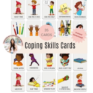 Flashcards de habilidades de enfrentamento para crianças: ferramenta de aprendizagem socioemocional, cartões de regulação emocional, recurso de educação e aconselhamento