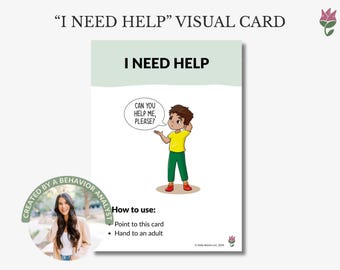 I Need Help Card, Autism Communication Card + Self Advocacy Visual for Kids, AAC Printable, Behavior Analyst Designed